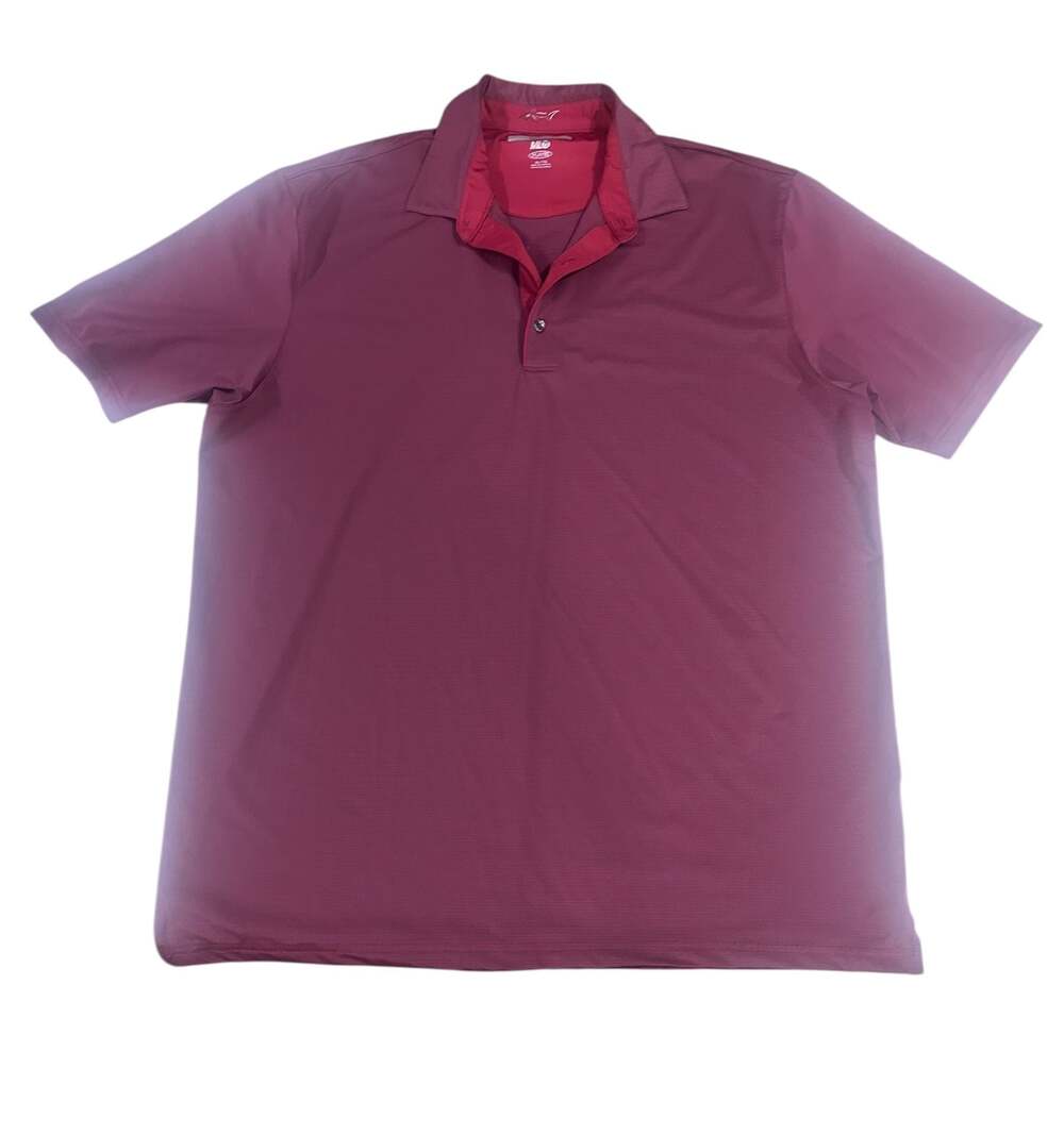Greg Norman ML75 Play Dry Maroon Striped Short Sleeve Golf Polo Shirt Mens XL